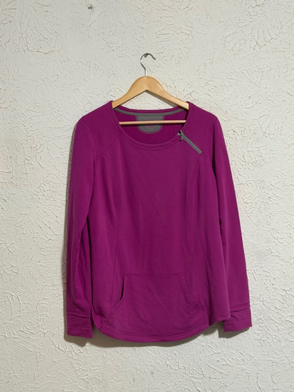 Tek Gear Pink Purple Zip Detail Pocket Pullover Large Flaw